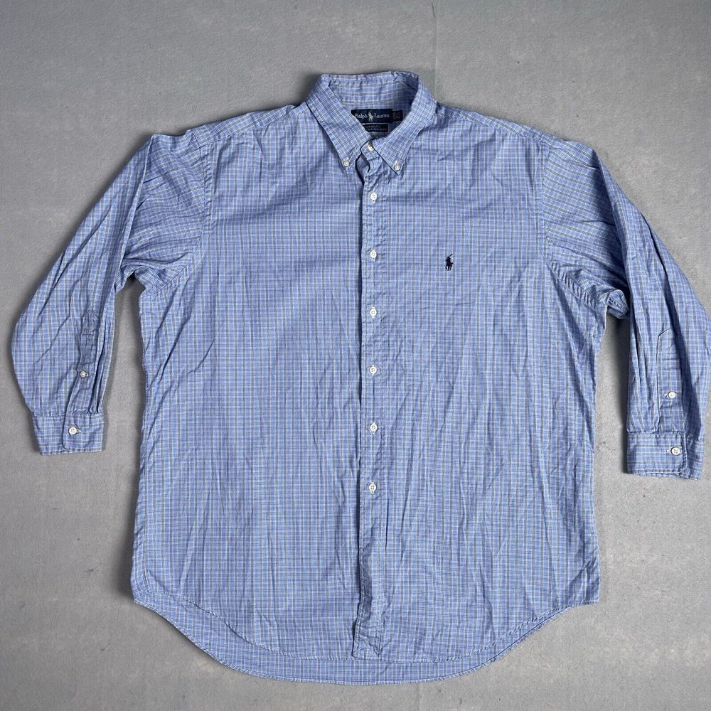 Ralph Lauren Dress Shirt Men 17.5 Blue Casual Office‎ Career Busines Flesh Pony